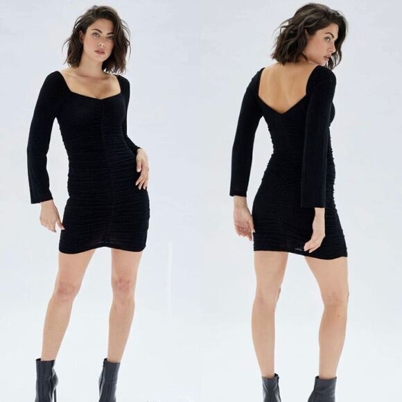 MinkPink Chaima‎ Ruched Mini Dress in Black Size S - Picture 12 of 12
